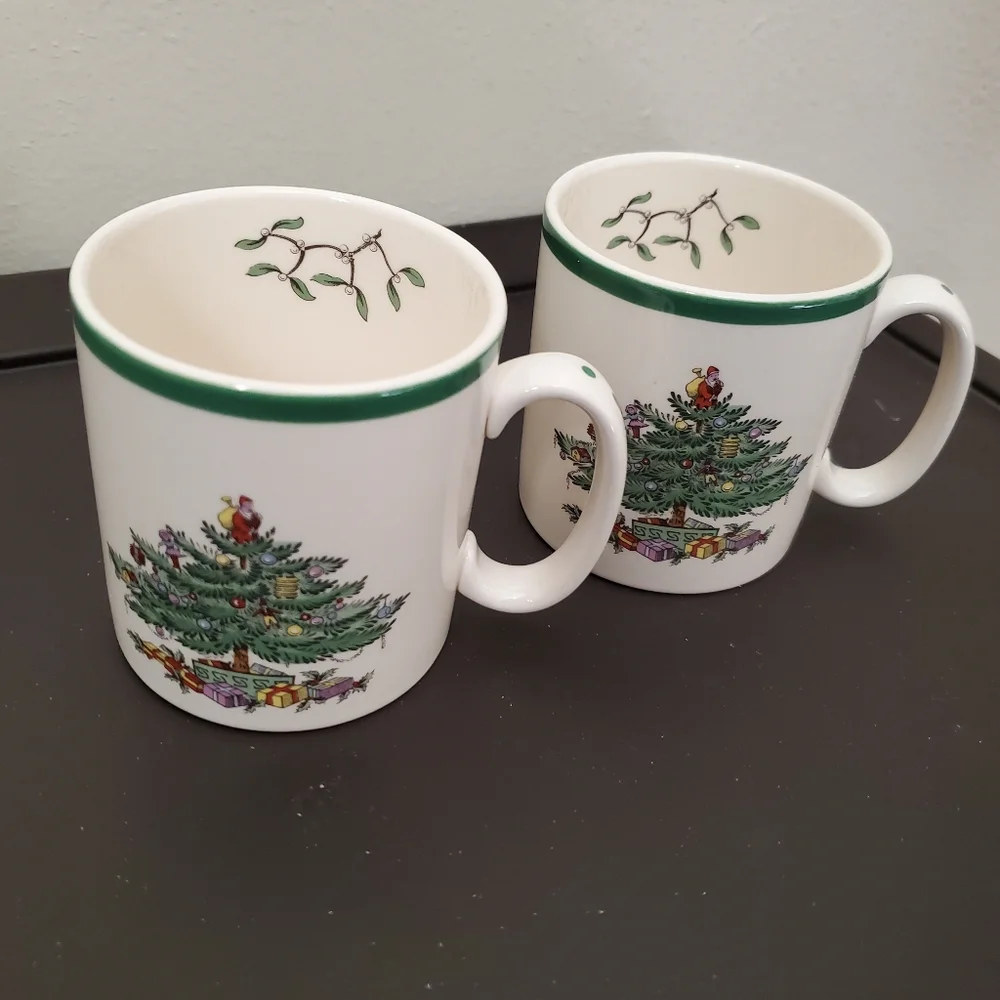 🎄 SPODE Christmas mugs set of 2 Christmas trees like new - Picture 7 of 9
